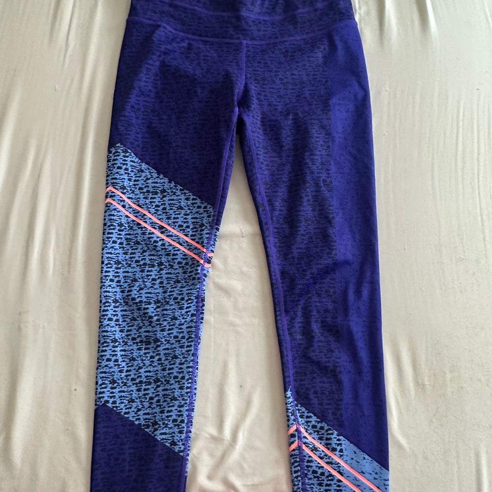 Athleta Blue and Pink Geometric Leggings